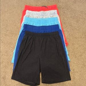 Boy’s Casual Elastic-Waist Shorts - Black, Blue, Light Blue, Gray, Red (5-Pack)